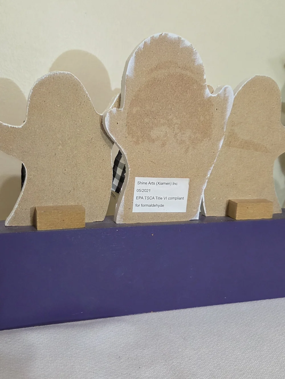 Festive Black & White Ghost Halloween Wood Block Sign Purple, White, And Grey